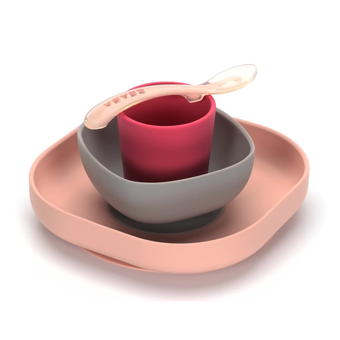 Set Vajilla de Aprendizaje de Silicona (Plato+Bol+Vaso+Cuchara)