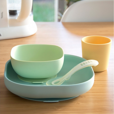 Set Vajilla de Aprendizaje de Silicona (Plato+Bol+Vaso+Cuchara)