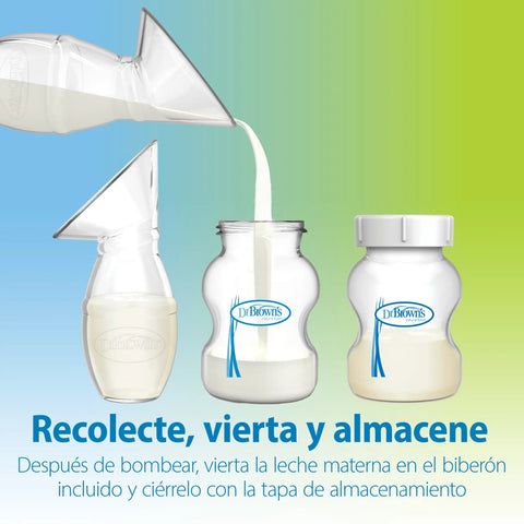 Extractor / Recolector de Leche Manual con Mamadera Boca Ancha (150 ml)