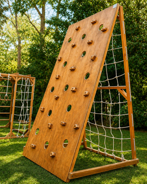 Trepador Infantil de Madera - Muro con Red Escalable
