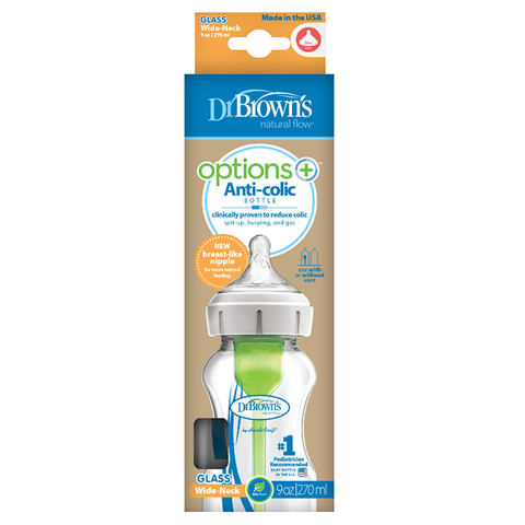Mamadera Boca Ancha Options+ de Vidrio