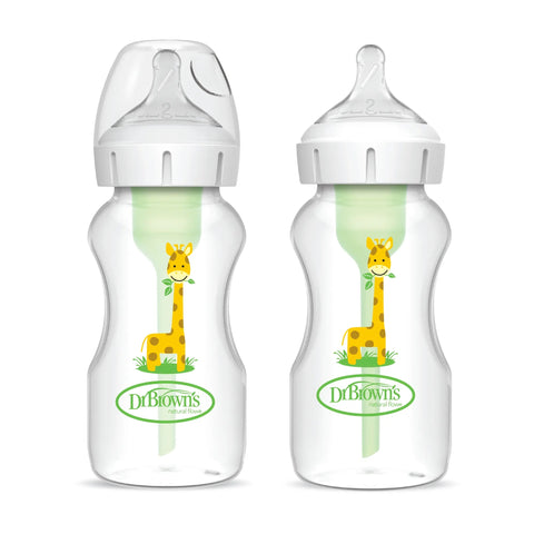 Pack 2 Mamaderas Anticólico Boca Ancha - Jirafa (270 ml)