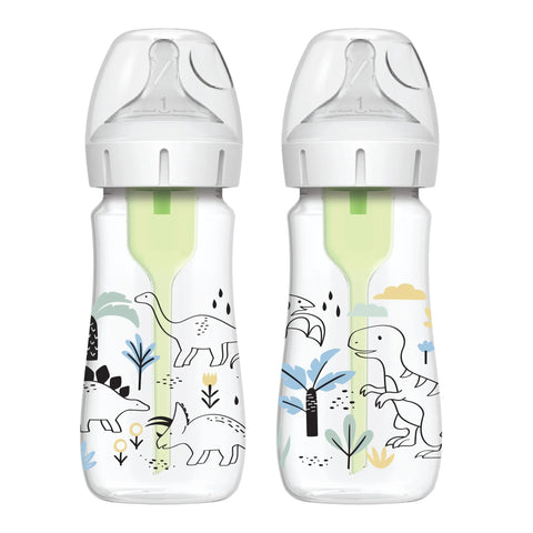 Pack 2 Mamaderas Anticólico Boca Ancha - Dinosaurios (270 ml)