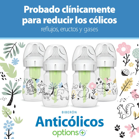 Pack 2 Mamaderas Anticólico Boca Ancha - Dinosaurios (270 ml)