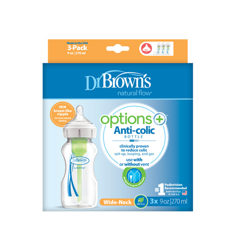 Pack 3 Mamaderas Boca Ancha Options+ (270 ml)