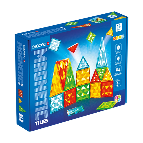 Geomag Tiles Gems 16 piezas - caja frontal