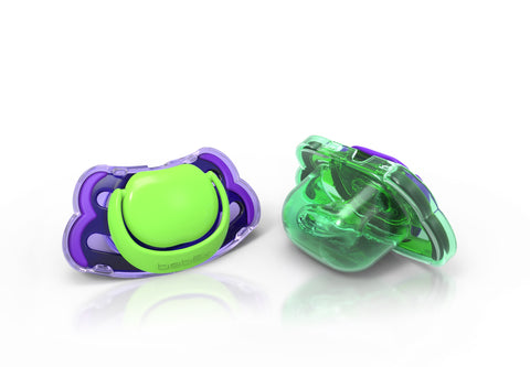Pack de 2 Chupetes Verde / Morado - Forma Ortodóntica