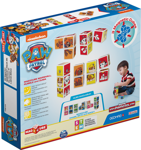 Cubos Magnéticos MAGICUBE Paw Patrol - Marshall, Rubble y Zuma (3 piezas)