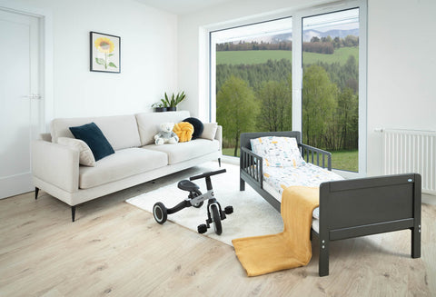 Cama de Transición Montessori Gris OLEX + Colchón Respirable AeroSleep (140 x 70)