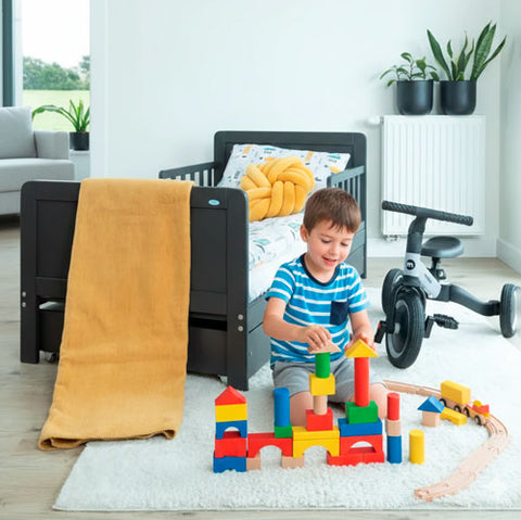 Cama de Transición Montessori Gris OLEX + Colchón Respirable AeroSleep (140 x 70)