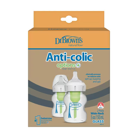 Pack 2 Mamadera Anticólico Boca Ancha Vidrio