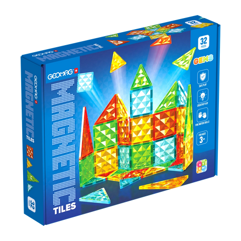 Geomag Tiles Gems 32 piezas - caja frontal